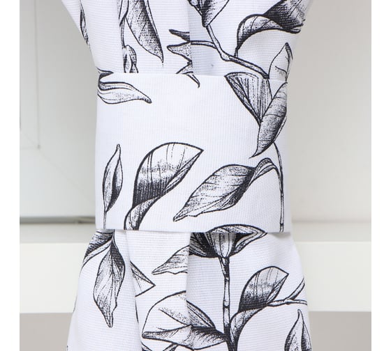 Шторы для кухни Доляна Plant leaves 146x180 см - 2 шт, подхваты - 2 шт, 100% хлопок, 164 г/м2 9322533