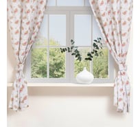 Шторы для кухни Доляна Roses on linen 150x180 см - 2 шт, подхваты - 2 шт, 100% хлопок, 164 г/м2 9149326