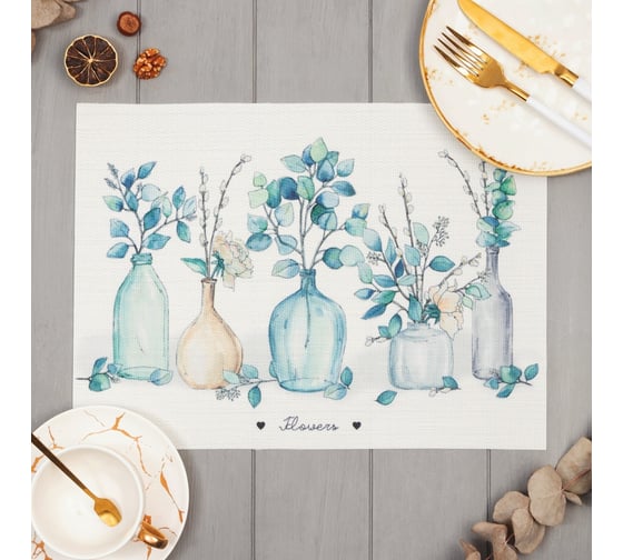 Салфетка Доляна на стол Flowers ПВХ 40х29 см 7072142