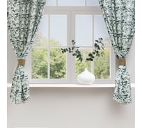 Шторы для кухни Доляна Apple flowers 146x180 см - 2 шт, подхваты - 2 шт, 100% хлопок, 164 г/м2 9322508