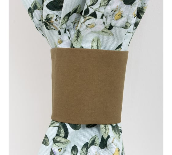 Шторы для кухни Доляна Apple flowers 146x180 см - 2 шт, подхваты - 2 шт, 100% хлопок, 164 г/м2 9322508