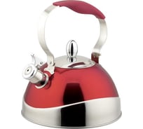 Чайник TECO3,0 л, со свистком, нержавеющая сталь, капсульное дно, силиконовая ручка, красный TC-107-R