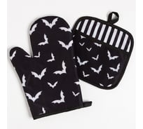 Кухонный набор Доляна 2 предмета, "Ночь", прихватка 17х17 см, варежка 26х16 см, 100% п/э 7528298