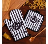 Кухонный набор Доляна 2 предмета, "Eat", прихватка 17х17 см, варежка 25х16 см, 100% п/э 9241965