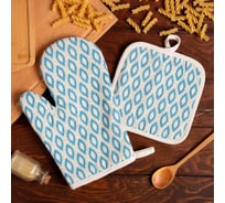 Кухонный набор Доляна 2 предмета, "Ромбы", прихватка 17х17 см, варежка 26х16 см, 100% п/э 7620654