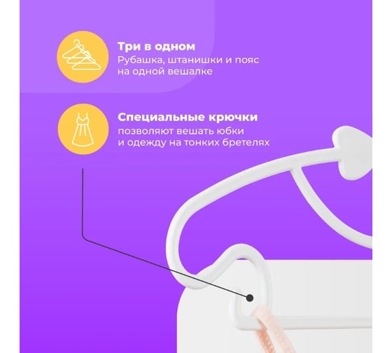 Вешалки детские для одежды BIRD HOUSE пластиковые плечики для детских вещей, набор 20 шт, белые 29725