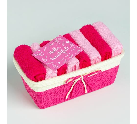 Набор махровых декоративных салфеток Этель Beautiful 30x30 см - 8 шт., фуксия, 100% хлопок 7575184 1