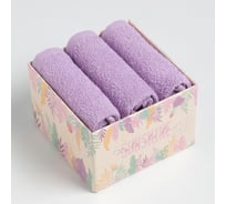 Набор декоративных махровых салфеток Этель Sunshine сиреневый, 30x30 см - 3 шт., 340 гр/м2, 100% хлопок 9371086
