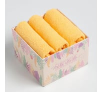 Набор декоративных махровых салфеток Этель Sunshine желтый, 30x30 см - 3 шт., 340 гр/м2, 100% хлопок 9371088