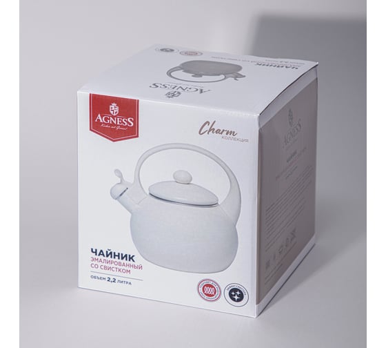 Чайник эмалированный Agness со свистком серия Charm, 2,2 л 934-593