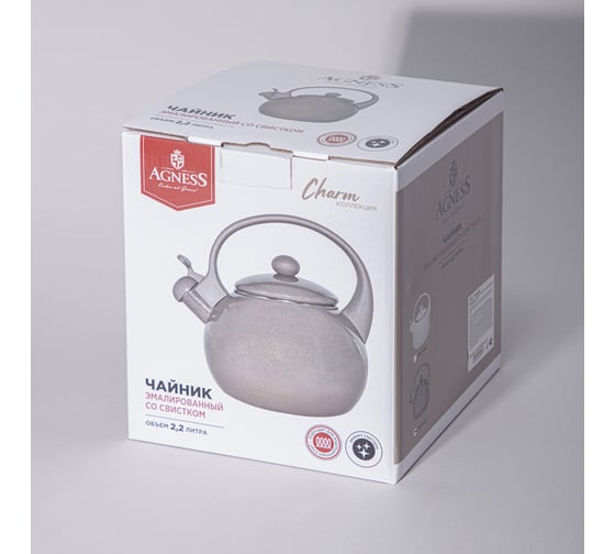 Чайник эмалированный Agness со свистком серия Charm, 2,2 л 934-603