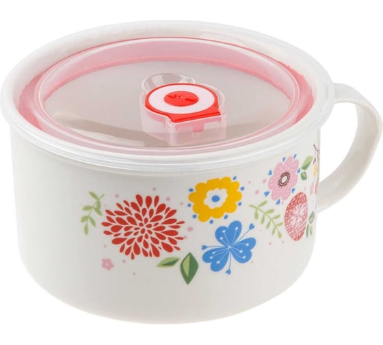 Кружка для супа PERFECTO LINEA крышка с паровыпуском, 900 мл, керамическая, FLOWERS-1 17-901176