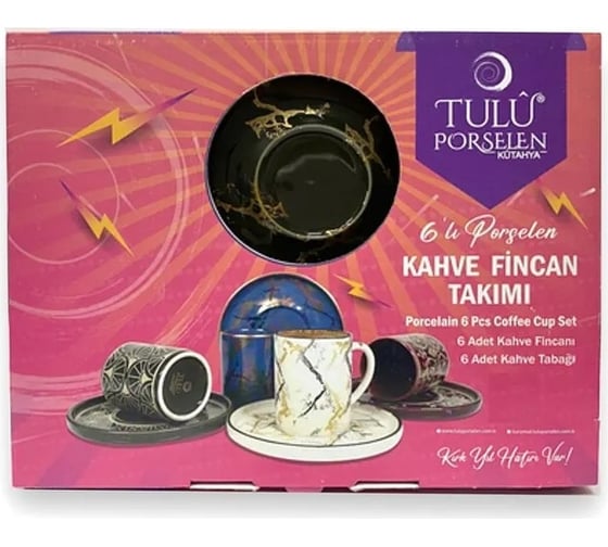 Кофейный сервиз Tulu Porselen на 12 предметов Хаки с золотым рисунком и ободком KS040768-Gd