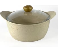 Кастрюля OMS collection 26x13 см, 5.6 л, с АПП, с крышкой стеклянной, айвори, арт. 3120.01.11-26-IVR