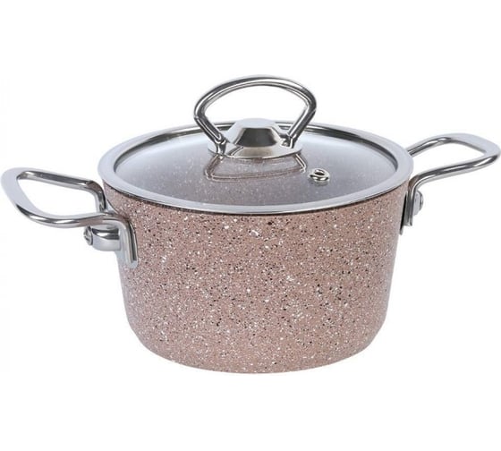 Кастрюля OMS collection с крышкой стеклянной, 12x7,5 см, 0.9 л, с АПП, коричневый, арт. 3111(S)-12-Bn 1