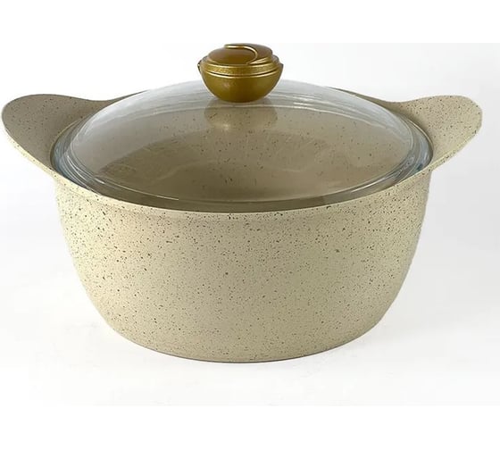 Кастрюля OMS collection 24x13 см, 4.55 л, с АПП, с крышкой стеклянной, айвори, арт. 3120.01.11-24-IVR 1