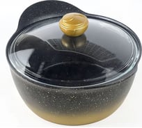 Кастрюля OMS collection 26x13 см, 5.6 л, с АПП, с крышкой стеклянной, черный/золотой, арт. 3120.01.11-26-Gd