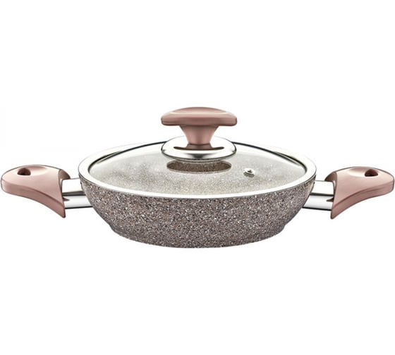 Омлетница OMS collection 22x5, 1.5 л, крышка стеклянная, цвет коричневый, арт. 3214.04.05-22-Bn