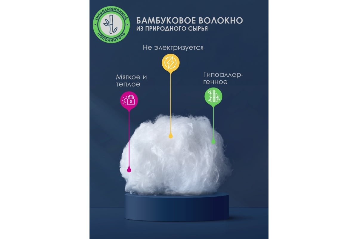 Подушка Василиса 70x70 см, тик, пэ, бамбук ПВ П/261 - выгодная цена,  отзывы, характеристики, фото - купить в Москве и РФ