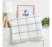 Плед Экономь и Я "Клетка" цвет белый, 150х130 см, плотность 160 г/м2, 100% п/э, флис 9849864