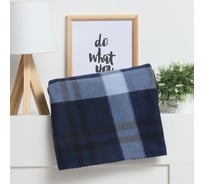 Плед Экономь и Я "Клетка" цвет синий, 150х130 см, плотность 160 г/м2, 100% п/э, флис 9849872