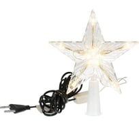 Верхушка на елку VEGAS Звезда теплая прозрачная 10 теплых led, зеленый провод 3м, 15х15 см, 220 v 56436