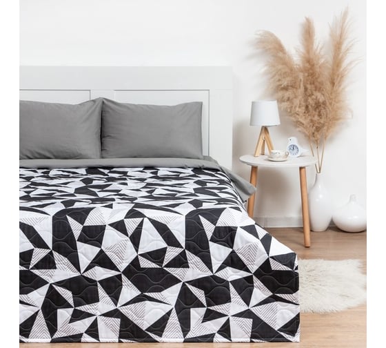 Покрывало LoveLife Black and white 2 спальное, 180х210±5 см, новосатин, 80 г/м2 7343894