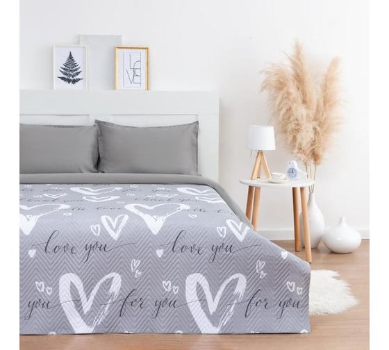 Покрывало LoveLife 1,5 спальное, "Сердца" 150х210±5 см, микрофайбер, 100% п/э 6780543 1