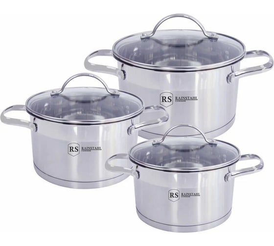 Посуда Rainstahl RS\CW 1644-06 6 предметов 1,8 л, 2,5 л, 3,4 л капсульное дно х4 1644-06RS\CW 1