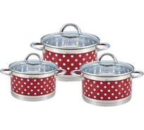 Посуда Rainstahl RS\CW 1626-06/Red 6 предметов 2,1 л, 2,9 л, 3,9 л капсульное дно х4 1626-06RS\CWRed