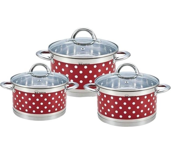 Посуда Rainstahl RS\CW 1626-06/Red 6 предметов 2,1 л, 2,9 л, 3,9 л капсульное дно х4 1626-06RS\CWRed 1