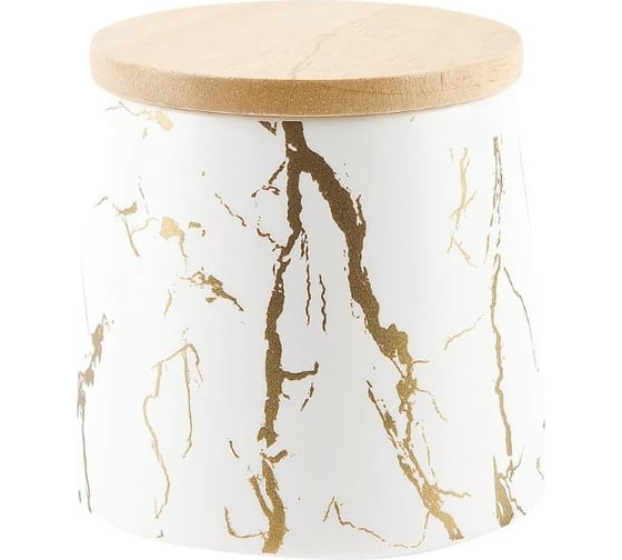 Банка для сыпучих продуктов Nouvelle с бамбуковой крышкой Белый мрамор, 520 мл 0880058 1