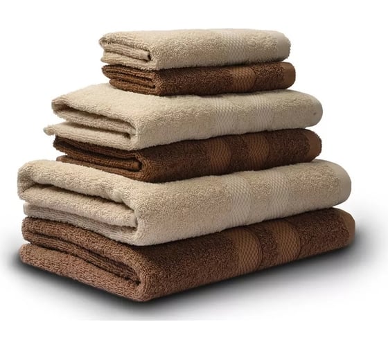 Махровые полотенца Unifico Nature сливочный/шоколад, 6 шт.: 30x60-2, 50x80-2, 70x130-2 100007020