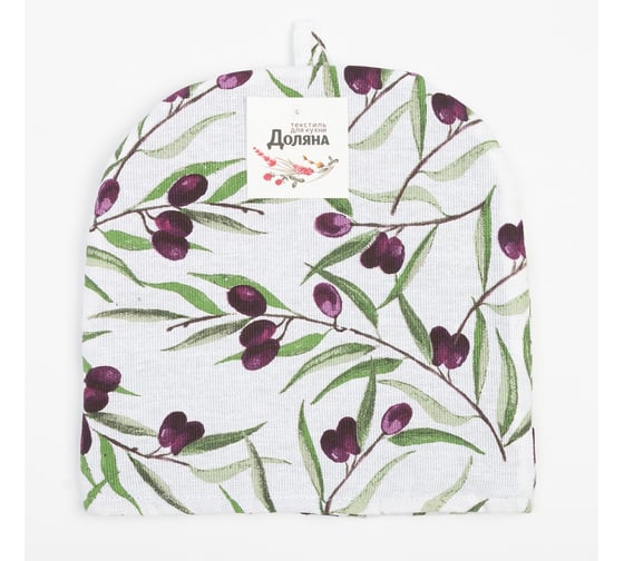 Грелка на чайник Доляна Olives 28x28 см 100% хлопок рогожка 164 г/м2 9215882
