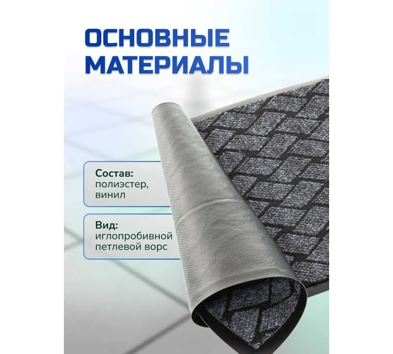 Влаговпитывающий коврик In'Loran 80x120 см. КРАФТ серый, 70-8124
