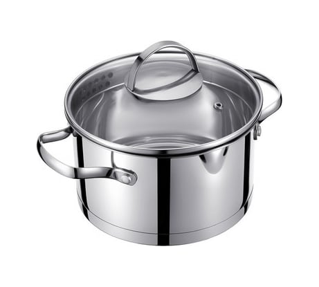 Кастрюля Regent Inox со стеклянной крышкой со сливом 4.7 л 22x12.5 см нержавеющая сталь стекло Linea TORINO 93-TOR-04