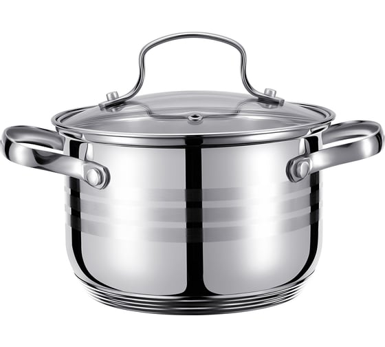 Кастрюля Regent Inox со стеклянной крышкой 4.1 л 20x13.5 см нержавеющая сталь стекло Linea CINTURA 93-CIN-04