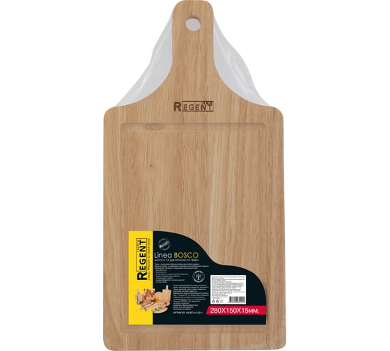 Доска разделочная Regent Inox прямоугольная с деревянной ручкой 33x17x1.5 см Linea Bosco 93-BO-15-02
