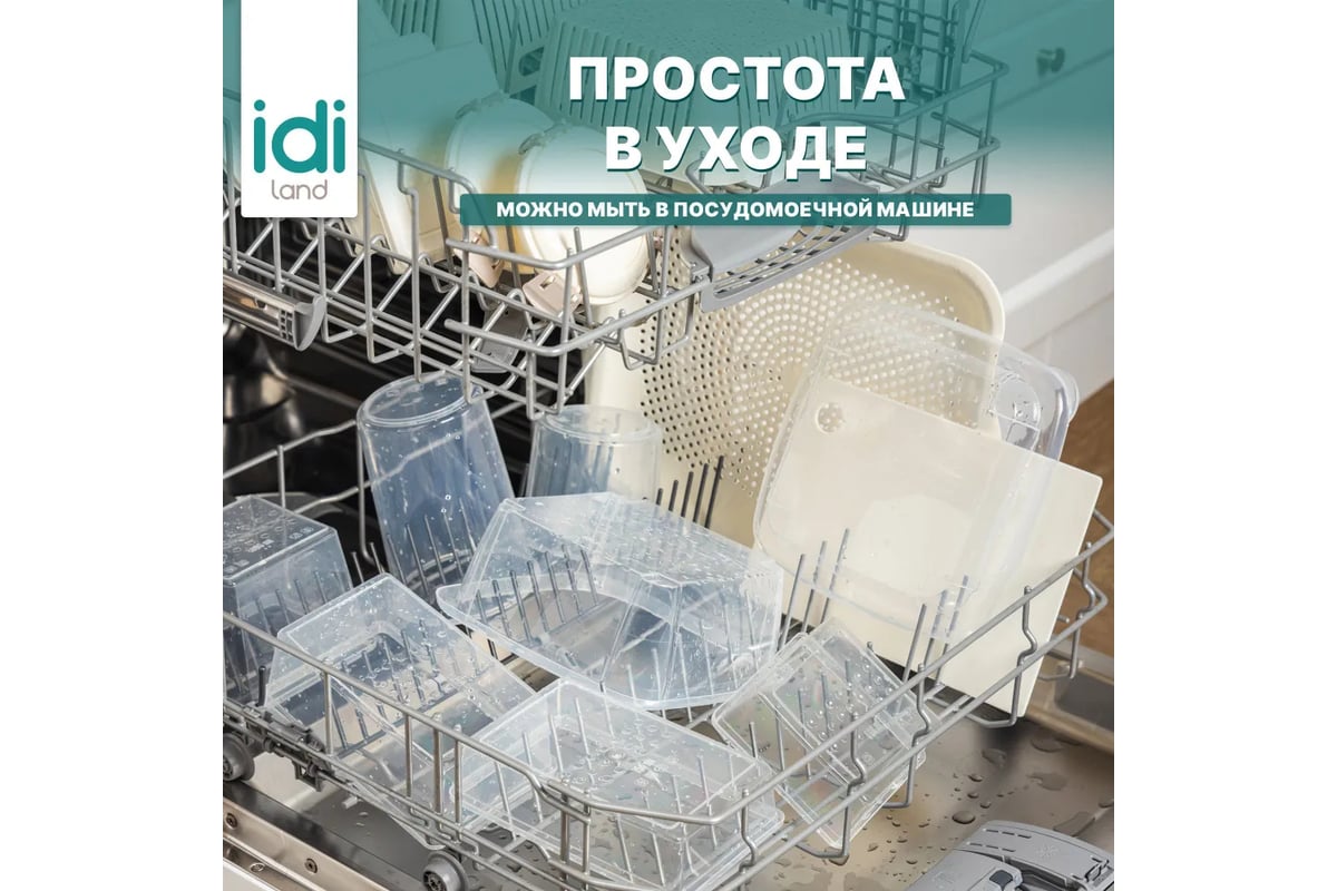 Комплект круглых контейнеров для продуктов Idiland Modena 0.7 л х 2 шт., с  защелками, светло-бежевый 241104025/01 - выгодная цена, отзывы,  характеристики, фото - купить в Москве и РФ