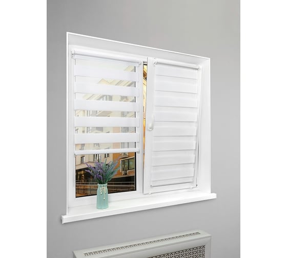 Рулонная штора LM DECOR День-Ночь LB 11-13 белоснежный, 48x160 см 1113048 1