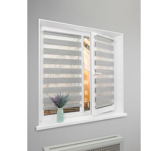 Рулонная штора LM DECOR День-Ночь LB 21-02 серый агат, 160x170 см 2102160 1