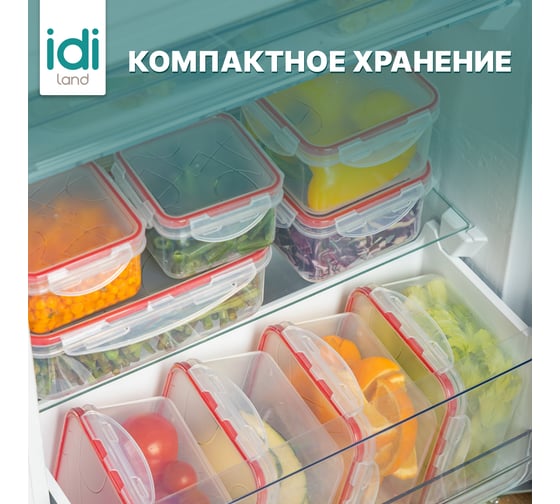 Комплект прямоугольных контейнеров для продуктов Idiland Modena 2.5 л х 2 шт., с защелками, бесцветный 241102806/03