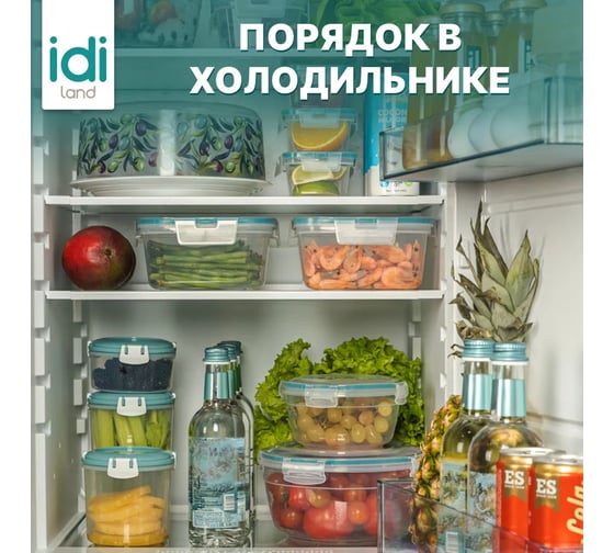 Комплект круглых контейнеров для продуктов Idiland Modena 3 шт., 0.86 л+1.5 л+2.3 л, с защелками, бесцветный 241111018/02