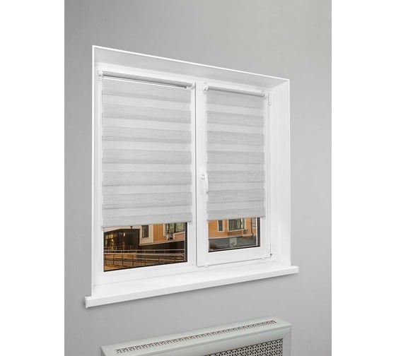 Рулонная штора LM DECOR День-Ночь LB 54-02 серебристый, 90x160 см 5402090