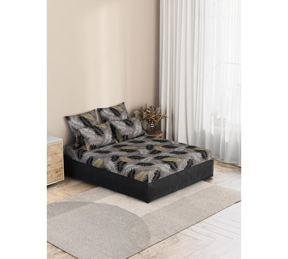 Простыня на резинке Ночь нежна Тропики осн. 70077-1, бязь 120 гр., 140x200x20, полоса новая 4660056089280