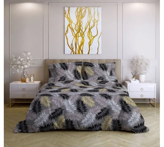 Комплект постельного белья Ночь нежна КПБ Тропики 70077-1 Бязь 120 г, 2 спальный евро 70x70 2 шт стандарт 4660056083202