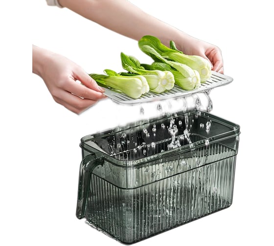 Пищевой контейнер для хранения IHome из ПЭТ, с крышкой и ручкой, 29.5x13.3x13.5 см, с установкой даты SY-7048(S)