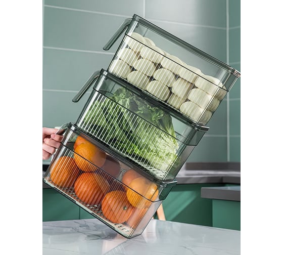 Пищевой контейнер для хранения IHome из ПЭТ, с крышкой и ручкой, 29.5x13.3x13.5 см, с установкой даты SY-7048(S)