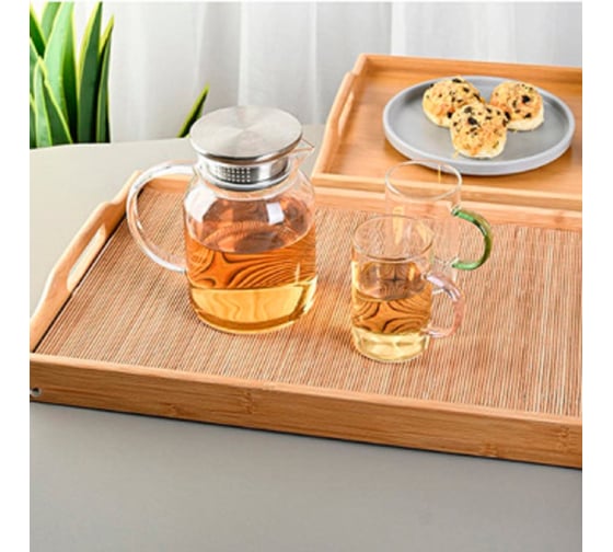 Поднос из бамбука с ручками и ножками SanTrade LaKelly SM-TJ5030P 50x30x3.5 см 6556
