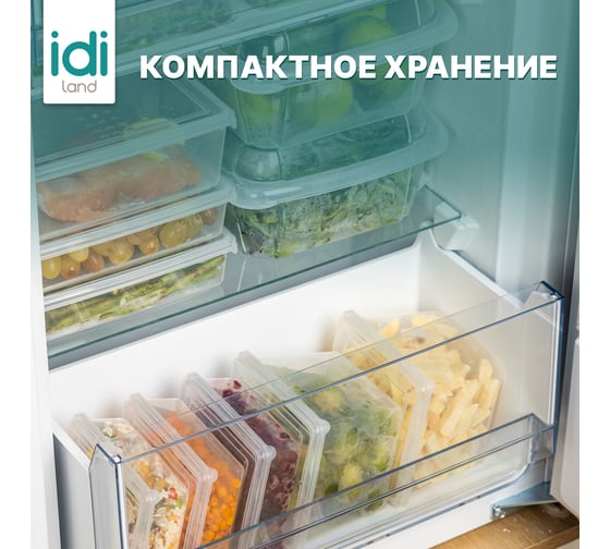 Комплект контейнеров для заморозки Idiland Asti квадратный 1.0л х 6 шт (бесцветный) 241104701/00